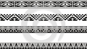 Vector monochrome set of seamless indian national native american borders.