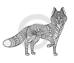 Vector Monochrome Tribal Decorative Red Fox