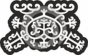 Vector monochrome Yakut national ornament. Ethnic pattern of northern peoples of Siberia, tundra, taiga, Far East. Sacred folk