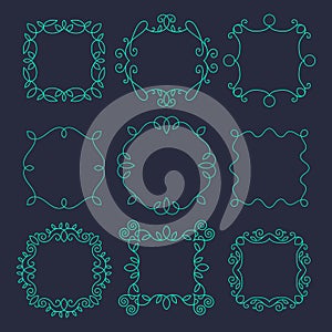 Vector monogram frames set with place for text.