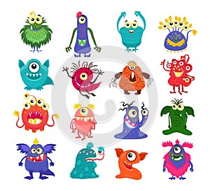 Cartoon cute monsters set