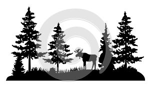 Vector Moose in a Pine Forest