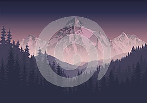 Vector morning mountains landscape