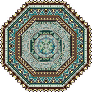 Vector mosaic ethnic mandala octahedron figure