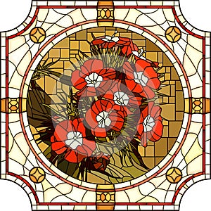 Vector mosaic illustration of blooming red carnation.