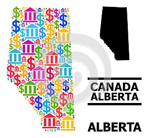 Vector Mosaic Map of Alberta Province of Banking and Business Parts