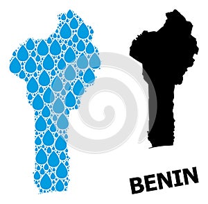 Vector Mosaic Map of Benin of Liquid Dews and Solid Map