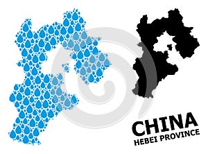 Vector Mosaic Map of Hebei Province of Liquid Drops and Solid Map