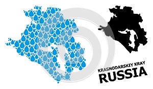 Vector Mosaic Map of Krasnodarskiy Kray of Water Drops and Solid Map