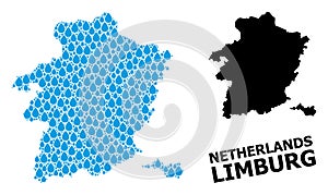 Vector Mosaic Map of Limburg Province of Liquid Dews and Solid Map