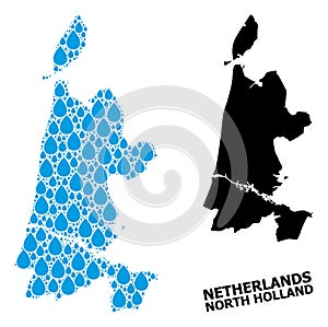 Vector Mosaic Map of North Holland of Water Drops and Solid Map