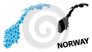 Vector Mosaic Map of Norway of Water Drops and Solid Map