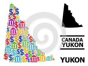 Vector Mosaic Map of Yukon Province of Financial and Business Particles