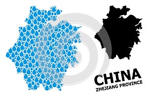 Vector Mosaic Map of Zhejiang Province of Liquid Tears and Solid Map