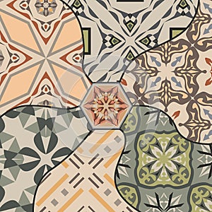 Vector mosaic patchwork pattern. Vintage decorative collage background