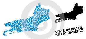 Vector Collage Map of Rio De Janeiro State of Water Tears and Solid Map photo