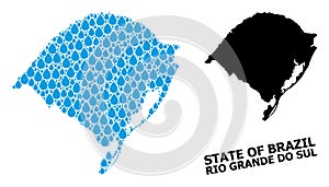 Vector Collage Map of Rio Grande Do Sul State of Liquid Drops and Solid Map photo