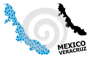 Vector Mosaic Map of Veracruz State of Water Drops and Solid Map photo