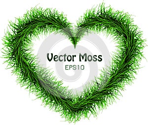 Vector Moss Wreath - Heart Isolated Herbal Vegetative Frame