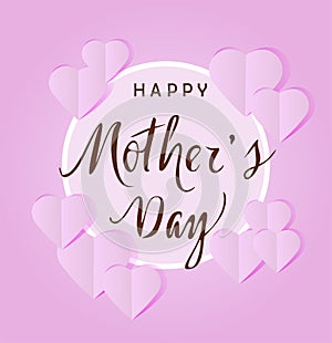 Vector Mother`s Day Card Paper Cut Outs Hearts