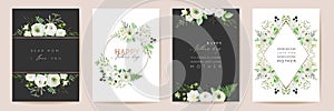 Vector Mothers day elegant floral greetings. Watercolor classic flowers frame set. Spring flower design photo