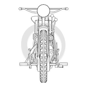Vector motorcycle, chopper grunge outline silhouette, retro .