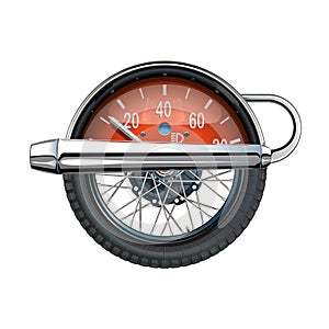 Vector Motorcycle exhaust pipe Concept with Wheel and Speedometer