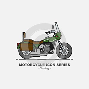 Vector motorcycle icon series touring bike