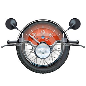 Vector Motorcycle Steering Wheel Concept with Wheel and Speedometer
