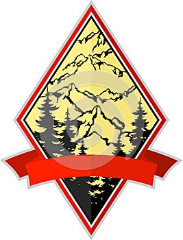 Vector mountain adventure camping expedition logo emblem