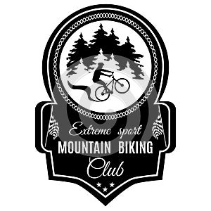 Vector mountain biking extreme sport club emblem