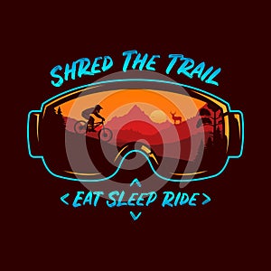 Vector mountain biking illustration photo