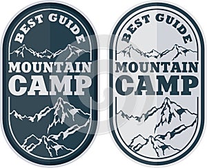 Vector mountain camping expedition logo emblem