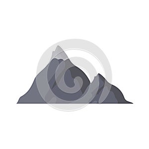 Vector mountain illustration, minimal design, snow top mountains.