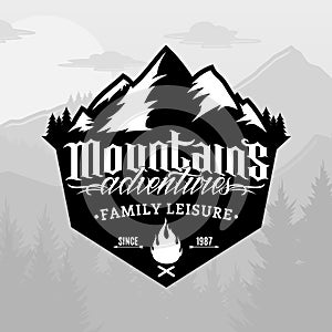 Vector mountain and outdoor adventures logo