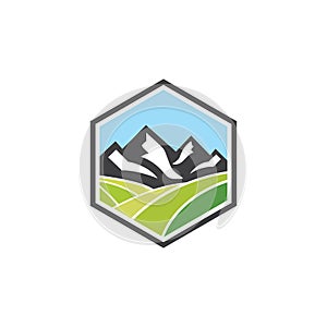 Vector mountain and outdoor adventures logo, Mountain Logo Template.