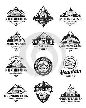 Vector mountain recreation and cabin rentals logo