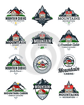 Vector mountain recreation and cabin rentals logo