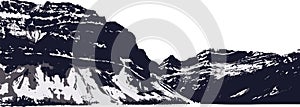 Vector Mountain Silhouette With Snow And Rock Details
