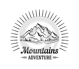 Vector mountain with texture.