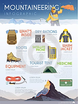 Vector mountaineering brochure infographic