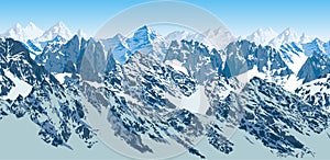 Vector mountains karakoram himalayan illustration