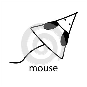 Vector mouse logo. Black Rat line icon isolated.