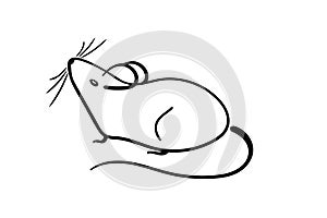 Vector mouse logo. Black and white Rat line icon isolated.