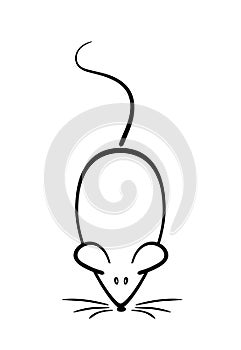 Vector mouse logo. Black and white Rat line icon isolated.