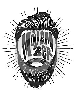 Movember vintage design with bearded man head