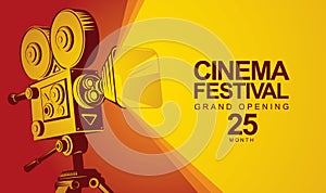 Vector movie festival poster with old movie camera