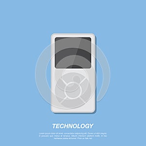 Vector Mp3 player on blue background.