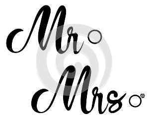 Vector Mr and Mrs, wedding rings.