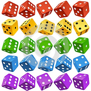 Vector multicolor dice set